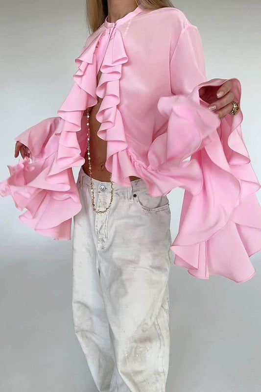 Michelle - Halbtransparente Bluse mit Rüschen