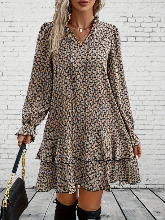 Kleid mit Print, langen Ärmeln und elegantem Design