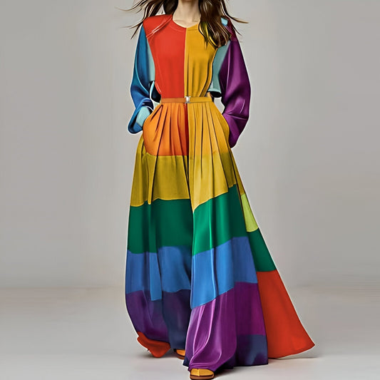 Carmina | Fashion Langärmeliges Kleid mit O-Ausschnitt und Falten für Frauen