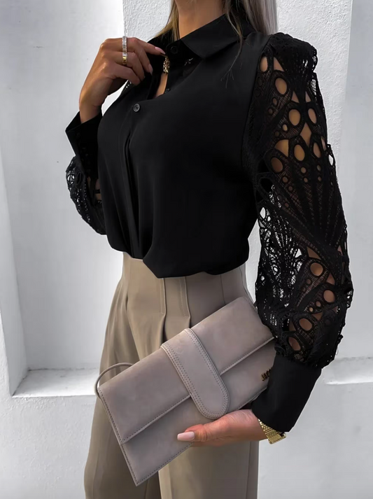 Florena Bluse | Langärmelige Spitzenbluse