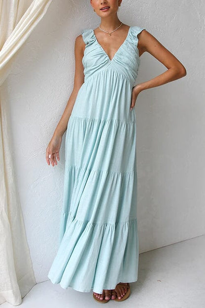 Elegantes langes Sommerkleid mit Rüschen