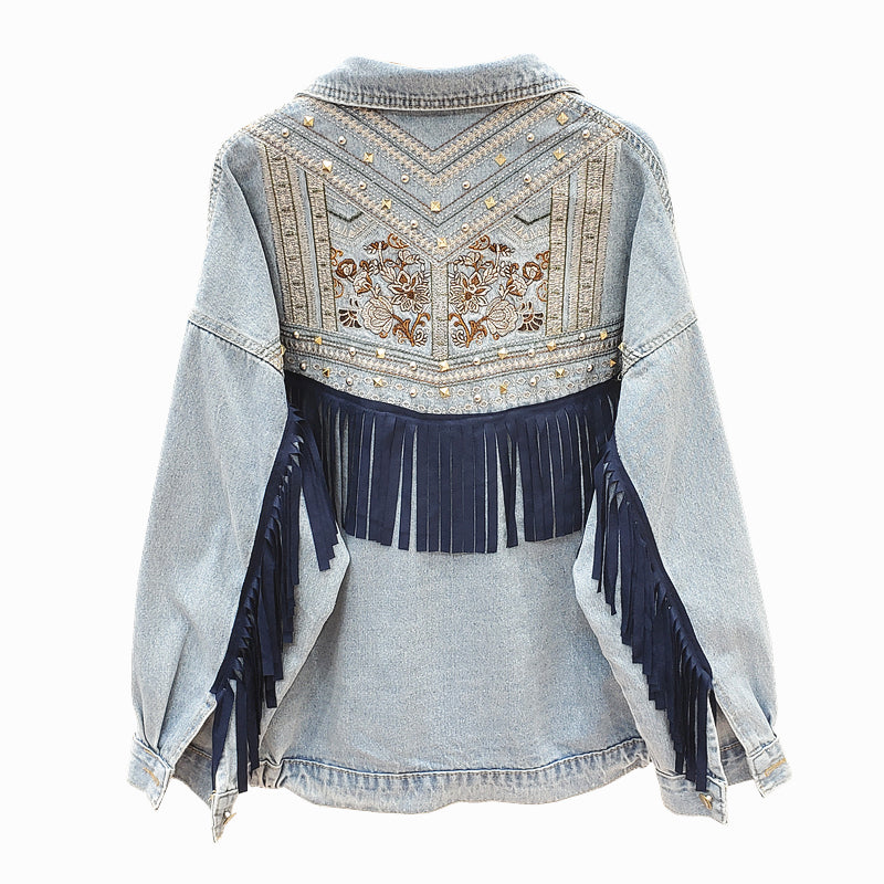 HardJacket I Jeans Jacken mit Blumendruck für Frauen