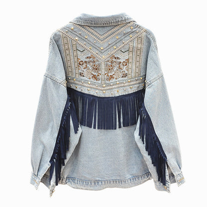 HardJacket I Jeans Jacken mit Blumendruck für Frauen