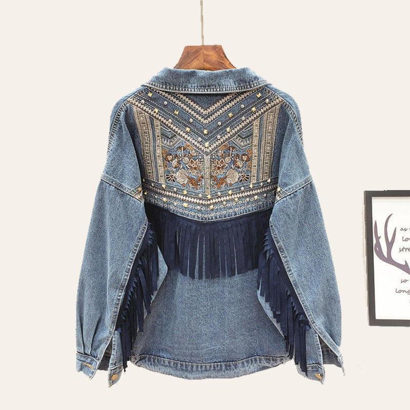 HardJacket I Jeans Jacken mit Blumendruck für Frauen