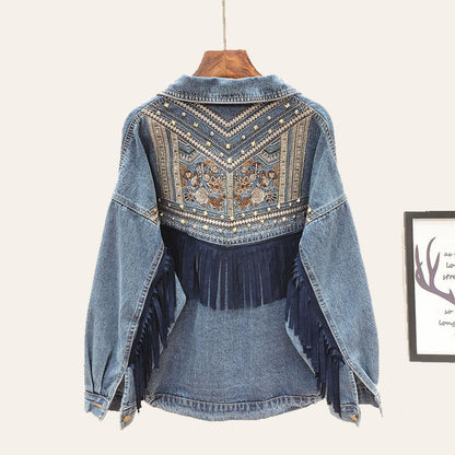 HardJacket I Jeans Jacken mit Blumendruck für Frauen