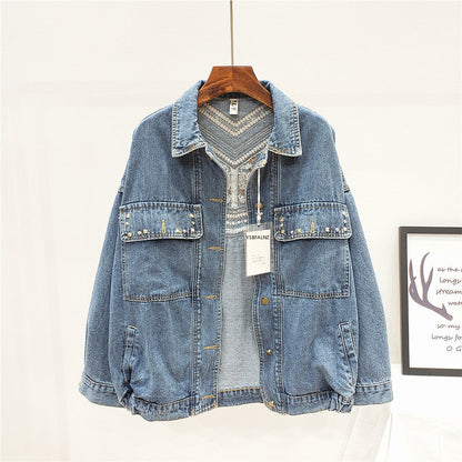 HardJacket I Jeans Jacken mit Blumendruck für Frauen