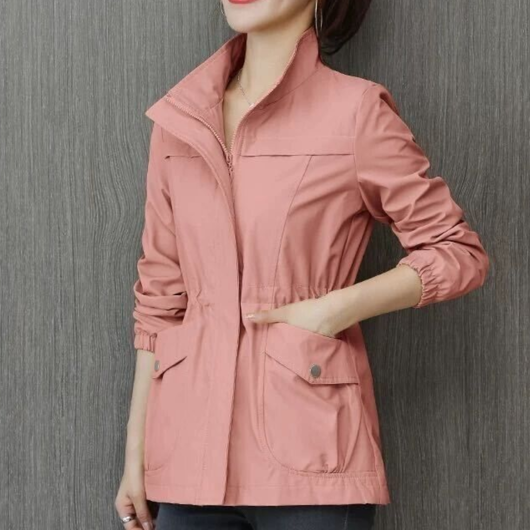 Elfenbeinfarbener schlanker Windbreaker | Schlank & Modern