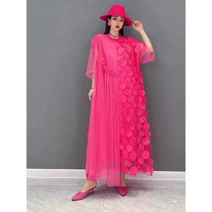 Brook - Netzkleid für Damen mit kurzen Ärmeln und spitzem Ausschnitt