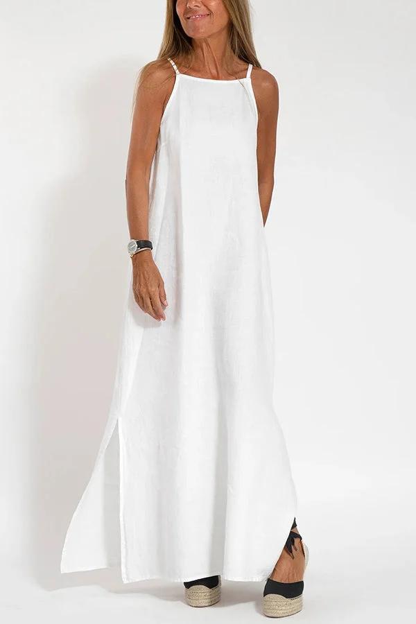 Leichtes langes Kleid mit dünnen Trägern für einen stilvollen Sommerlook