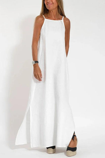 Leichtes langes Kleid mit dünnen Trägern für einen stilvollen Sommerlook