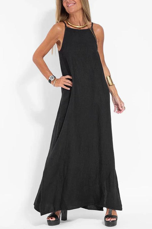 Leichtes langes Kleid mit dünnen Trägern für einen stilvollen Sommerlook