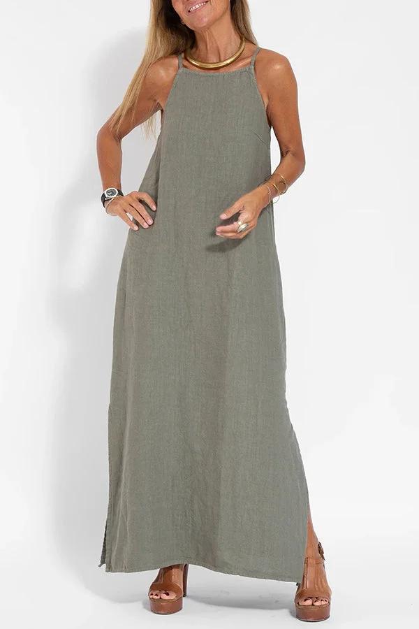 Leichtes langes Kleid mit dünnen Trägern für einen stilvollen Sommerlook