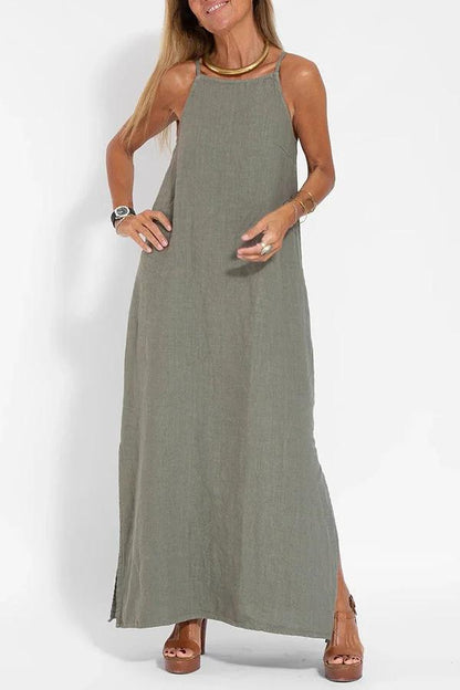 Leichtes langes Kleid mit dünnen Trägern für einen stilvollen Sommerlook