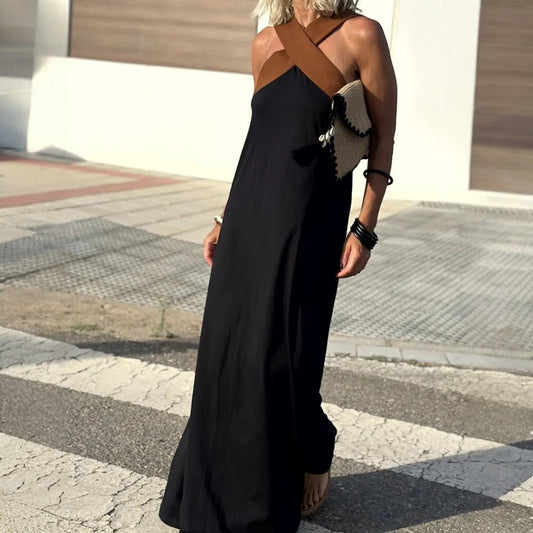 Elegantes langes Kleid mit gekreuztem Ausschnitt für besondere Anlässe