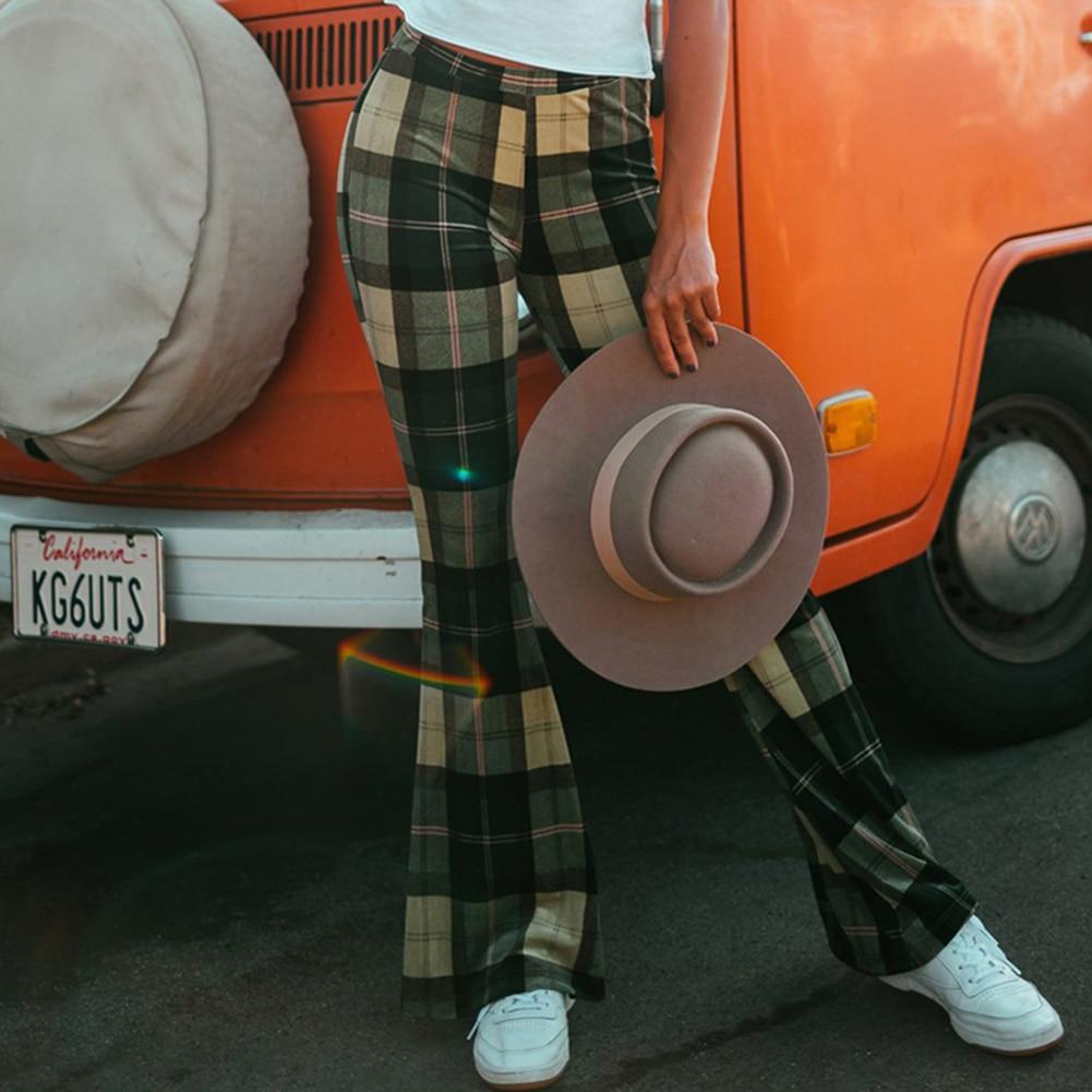 Liv - Vintage karierte Hose mit Glockenhintergrund