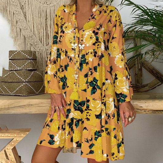 "Carla" Designerkleid mit Blumendruck