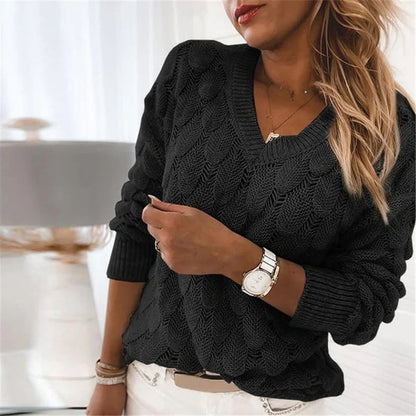 Damenstrickpullover mit V-Ausschnitt