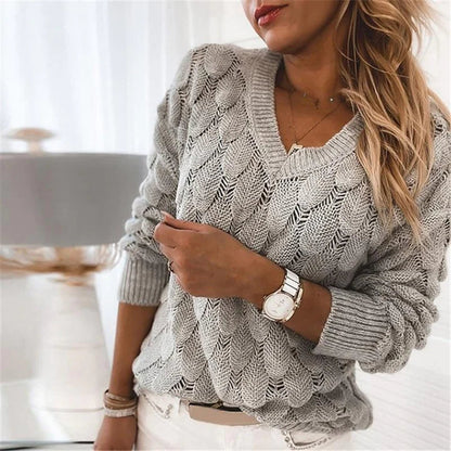 Damenstrickpullover mit V-Ausschnitt