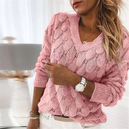 Damenstrickpullover mit V-Ausschnitt