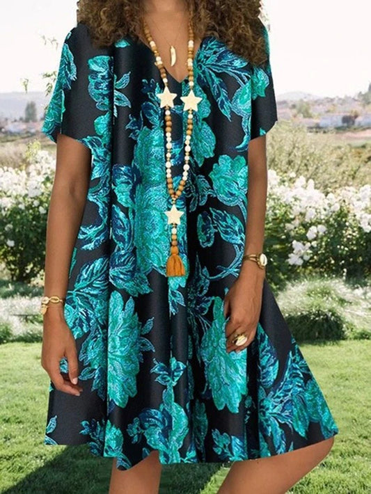 "Samina" Designerkleid mit floralem Muster