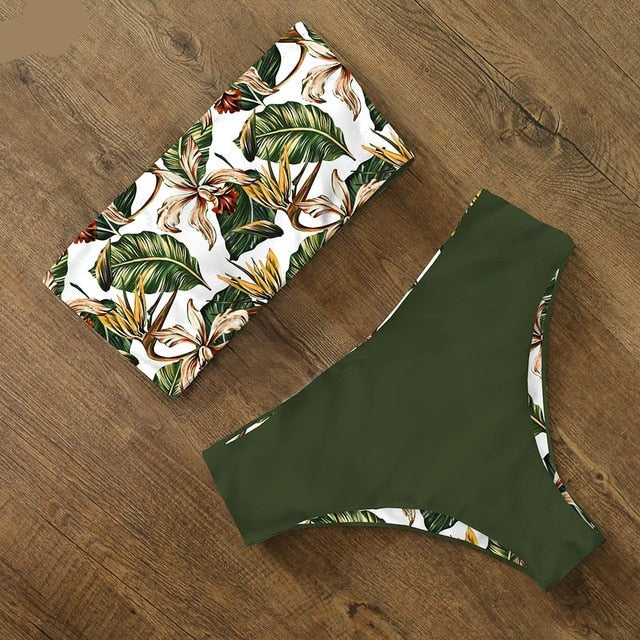 AquaLivv - Bandeau-Bikini mit hoher Taille
