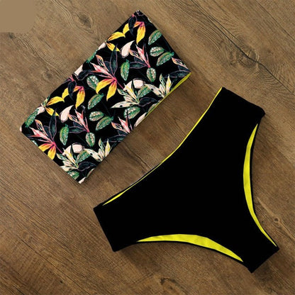 AquaLivv - Bandeau-Bikini mit hoher Taille