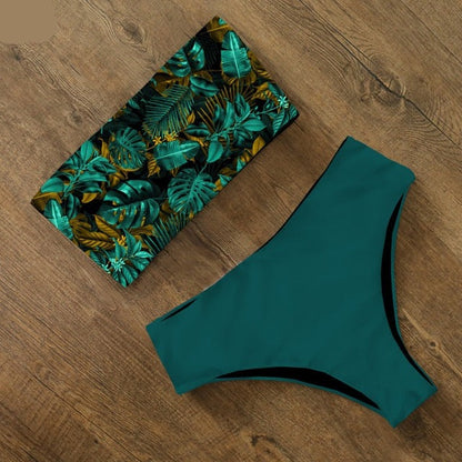 AquaLivv - Bandeau-Bikini mit hoher Taille