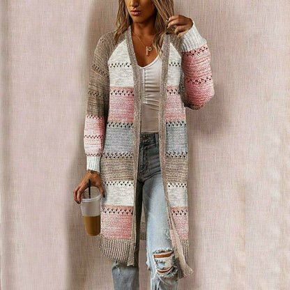 Gestreifte Damen-Strickjacke