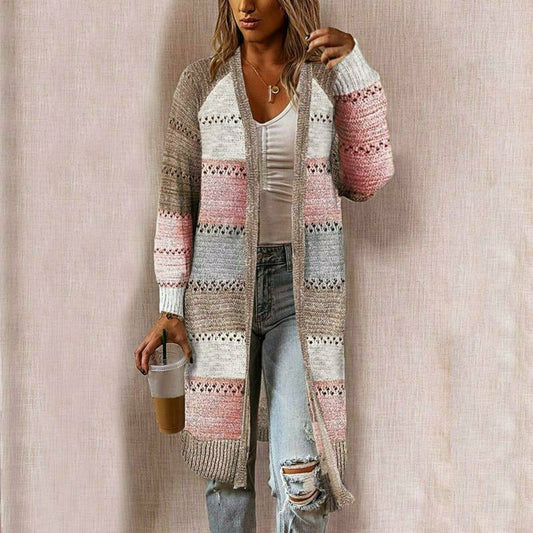 Gestreifte Damen-Strickjacke