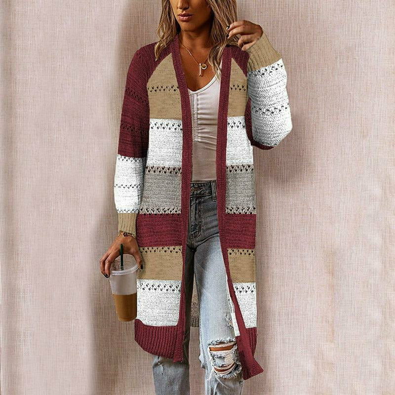 Gestreifte Damen-Strickjacke