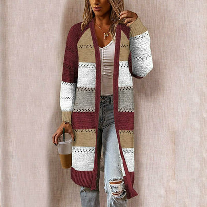 Gestreifte Damen-Strickjacke