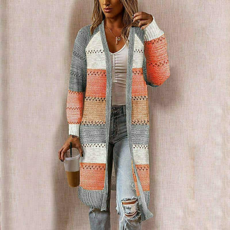 Gestreifte Damen-Strickjacke