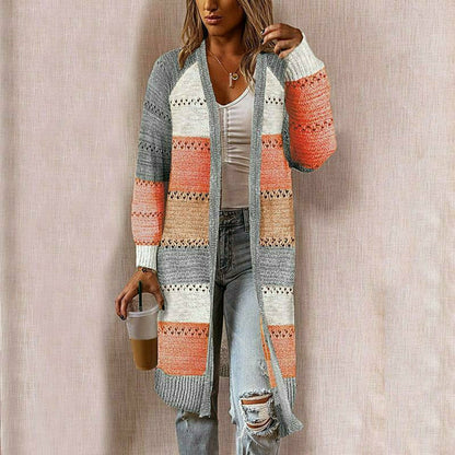 Gestreifte Damen-Strickjacke