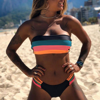 AquaLivv - Gestreifter Bandeau-Bikini