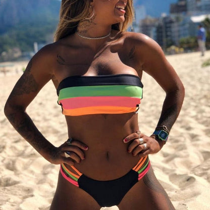 AquaLivv - Gestreifter Bandeau-Bikini