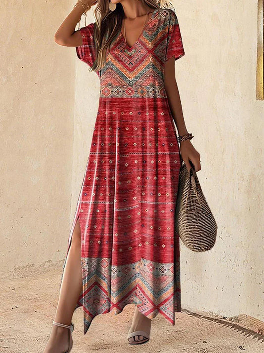 Vintage-Kleid mit geometrischem Druck