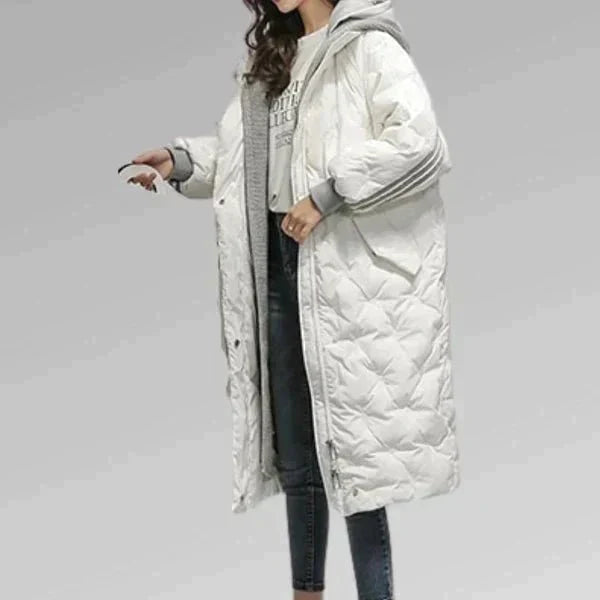 Stilvolle lange Steppjacke