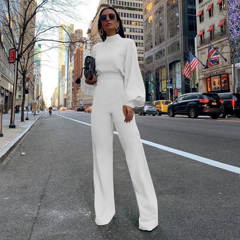 Adeline - Reine Farbe Halbkragen Jumpsuits