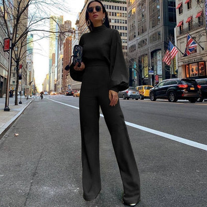 Adeline - Reine Farbe Halbkragen Jumpsuits