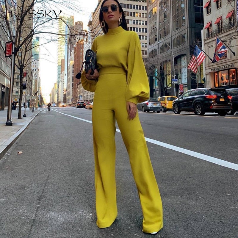 Adeline - Reine Farbe Halbkragen Jumpsuits