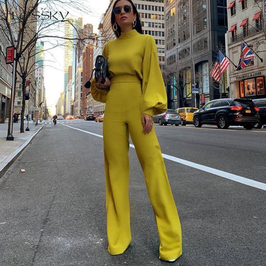 Adeline - Reine Farbe Halbkragen Jumpsuits