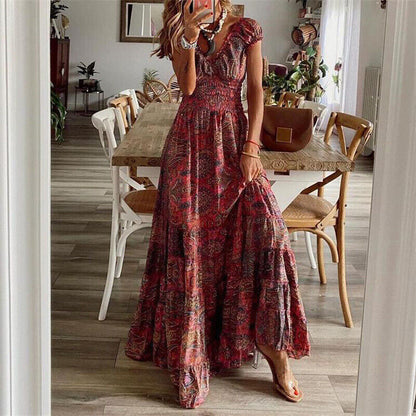 Adeline - Taillenbetontes langes Kleid im Bohème-Stil