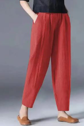 Puffhose aus Baumwolle und Hanf für Damenmode