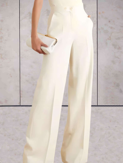 Margaux - Schlichte Hose mit hoher Taille, weitem Bein und Taschen