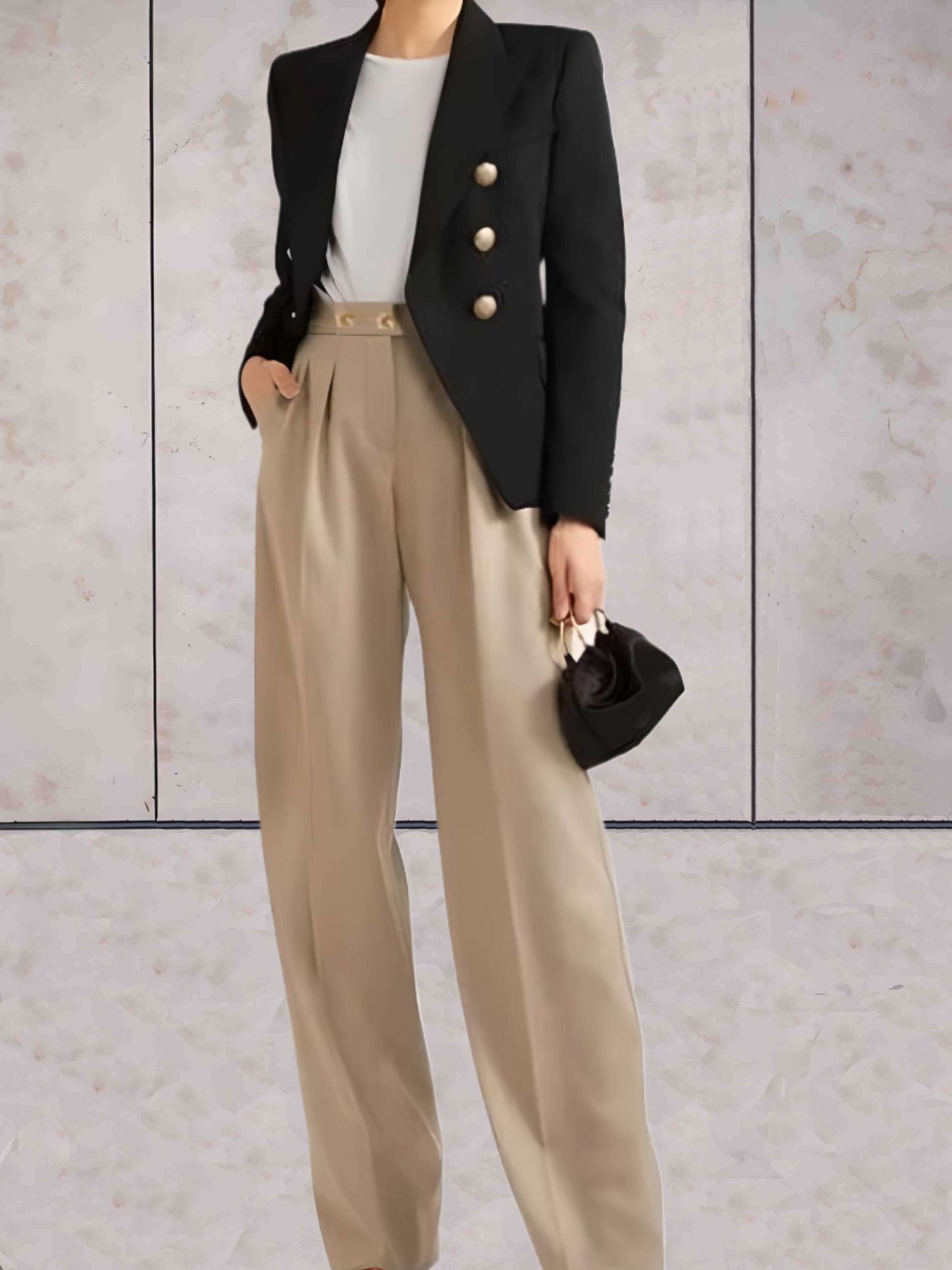 Margaux - Schlichte Hose mit hoher Taille, weitem Bein und Taschen
