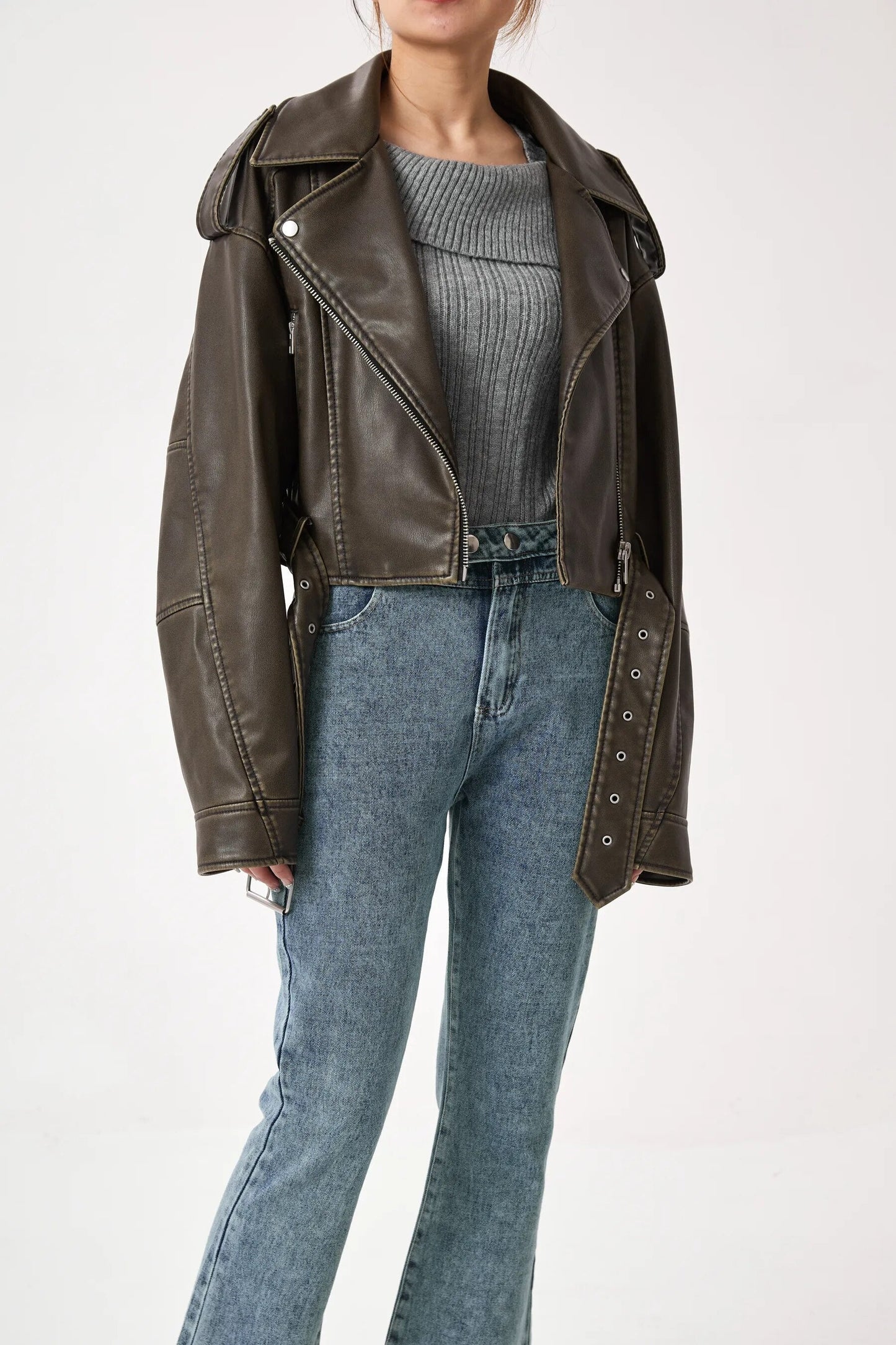 Sophia Gekürzte Bikerjacke | Vintage & Stilvoll