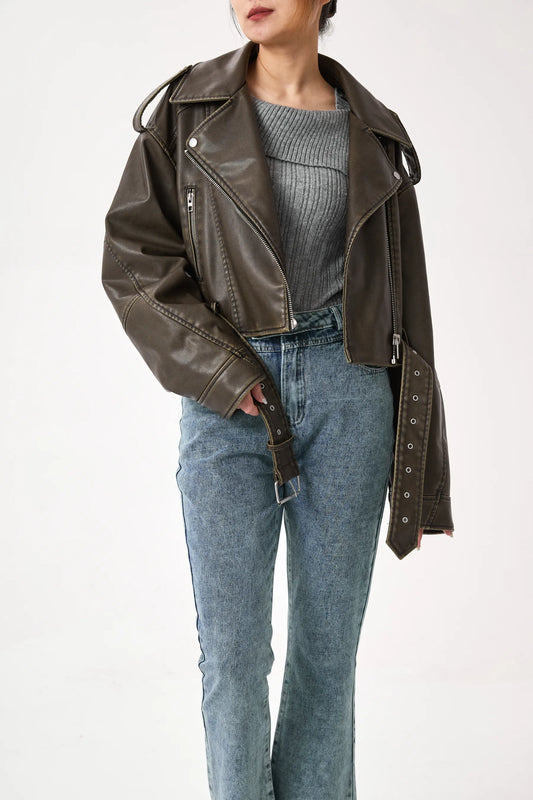 Sophia Gekürzte Bikerjacke | Vintage & Stilvoll