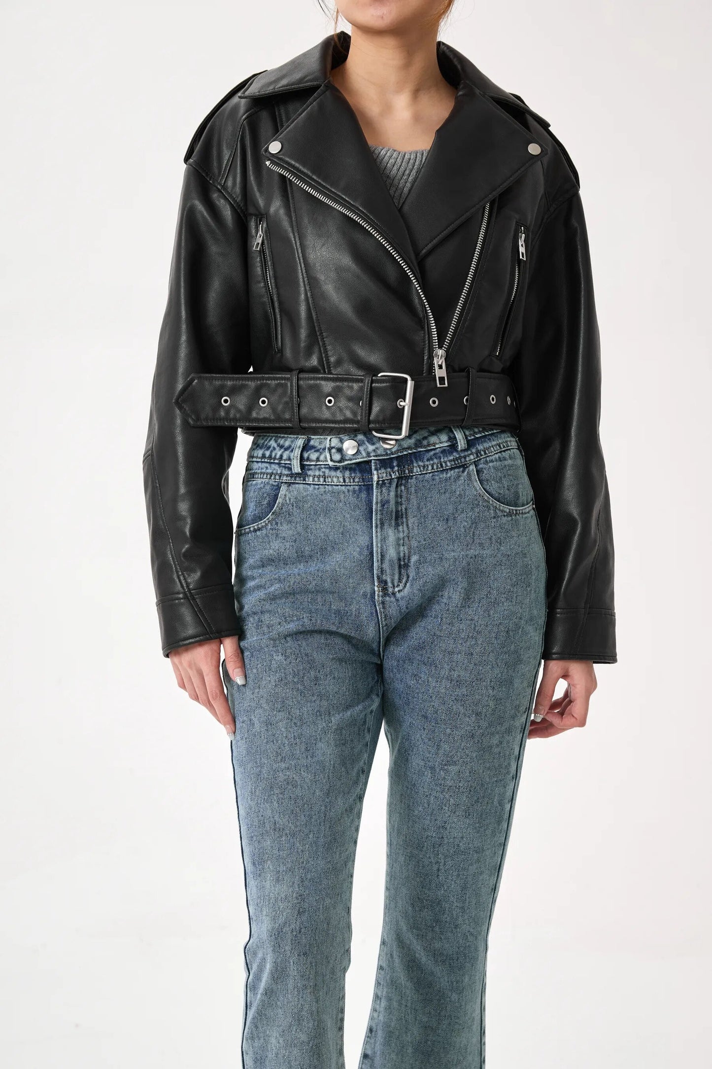 Sophia Gekürzte Bikerjacke | Vintage & Stilvoll