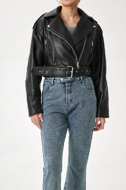 Sophia Gekürzte Bikerjacke | Vintage & Stilvoll