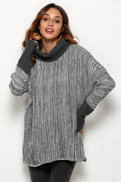Damen-Rollkragenpullover mit Schlitz
